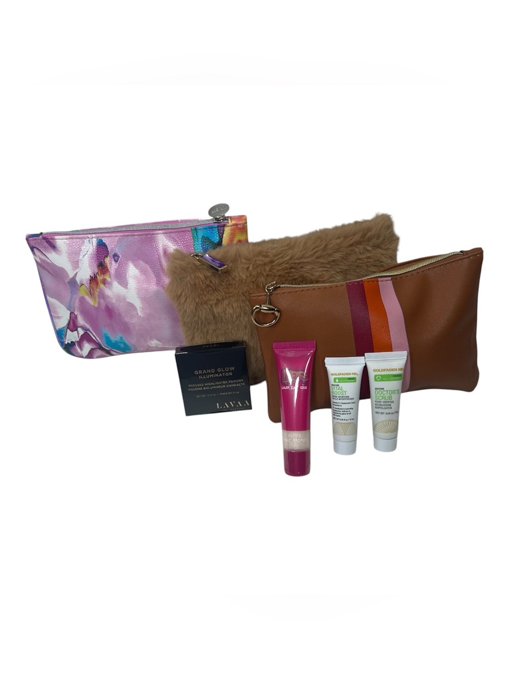 IPSY Ultimate Bundle - 3 Makeup Bags, Lavaa Highlighter & Skincare Lot-